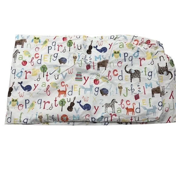 Pottery Barn Kids Crib Cot Fitted Sheet Alphabets & Animals 100% Organic Cotton - Picture 2 of 5